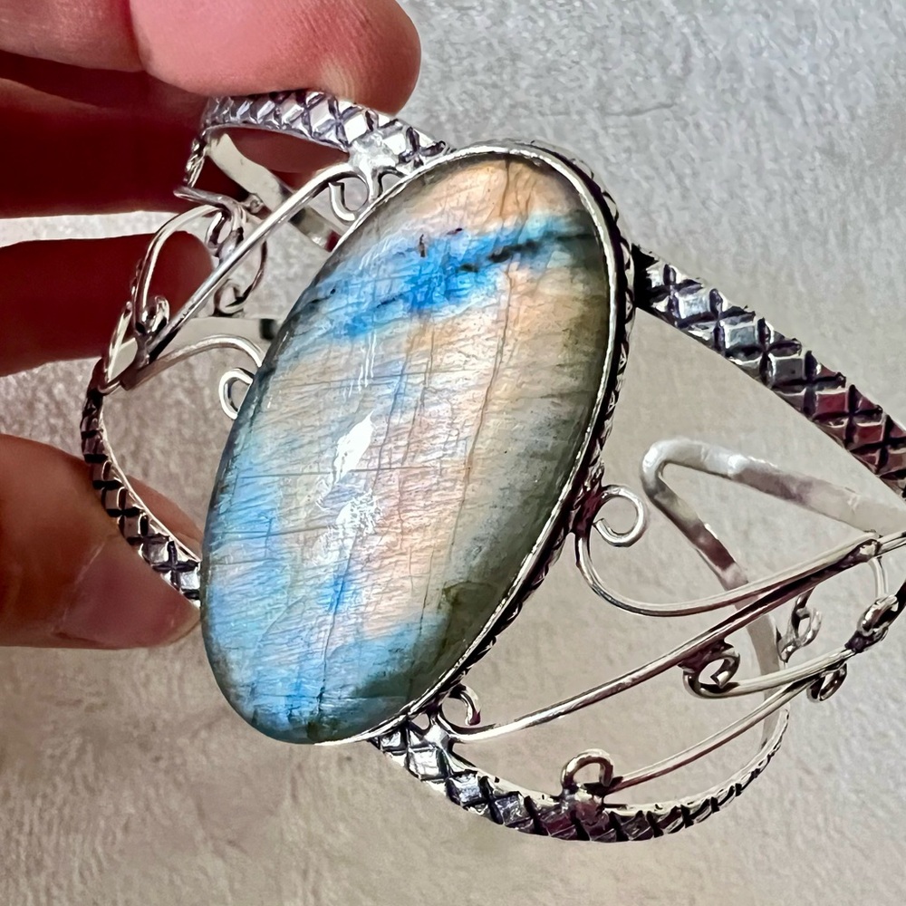 Silver and Blue Stone Bracelet